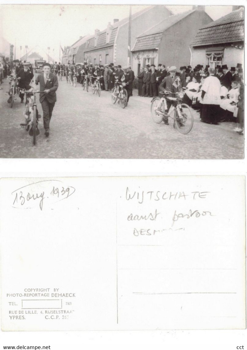 Wijtschate Heuvelland FOTOKAART Stoet 13 Augustus 1939, Stoet Aanstelling Nieuwe Pastoor Desmedt   VELOS  CYCLISTES - Heuvelland