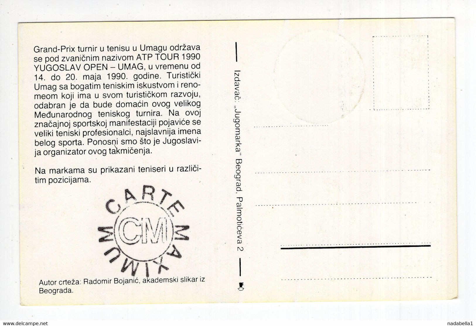 1990. YUGOSLAVIA,BELGRADE,MAXIMUM CARD,UMAG,ATP TOUR 1990 YUGOSLAV OPEN-UMAG