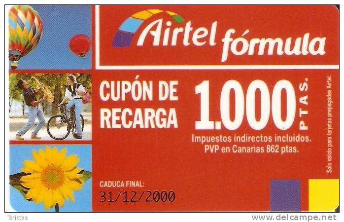 ACR-040/1  TARJETA DE AIRTEL DE 1000 PTAS  31/12/2000  SIN S.A. - Airtel