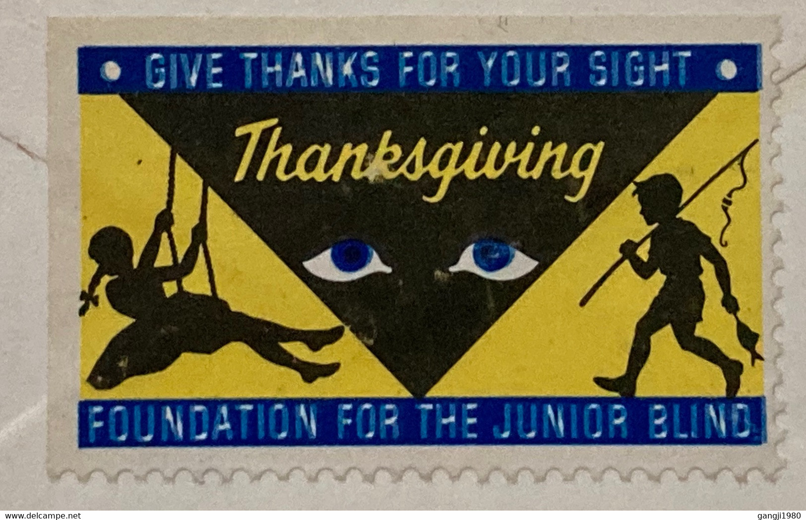USA TO GERMANY USED COVER1967, 4 STAMPS WITH PLATE NUMBER  ! VIGNETTE LABEL  JUNIOR BLIND THANKSGIVING,STAMP ROOSWELT H - Storia Postale