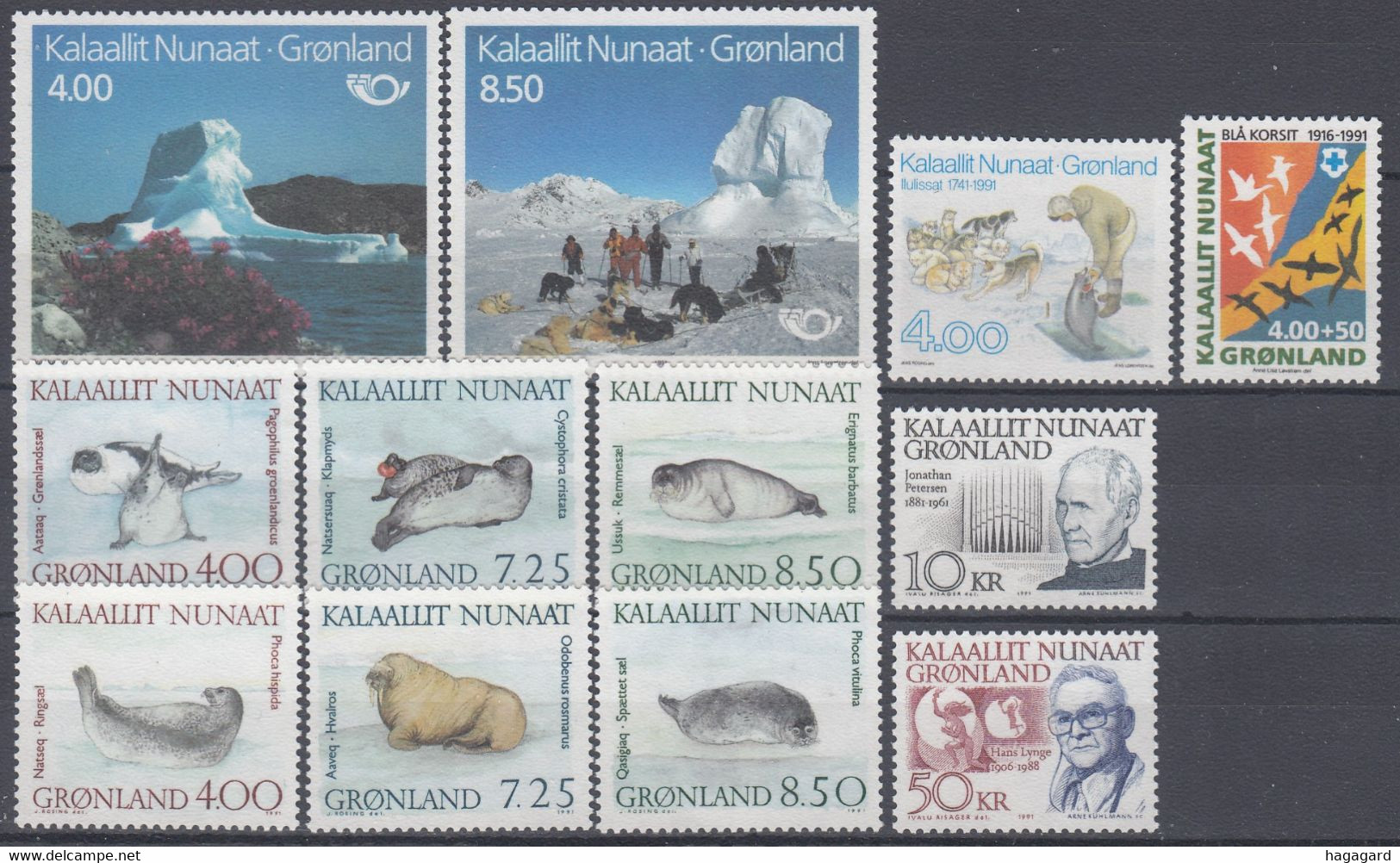 OG2682. Greenland 1991. Year Set. Michel 211-22. MNH(**) - Annate Complete