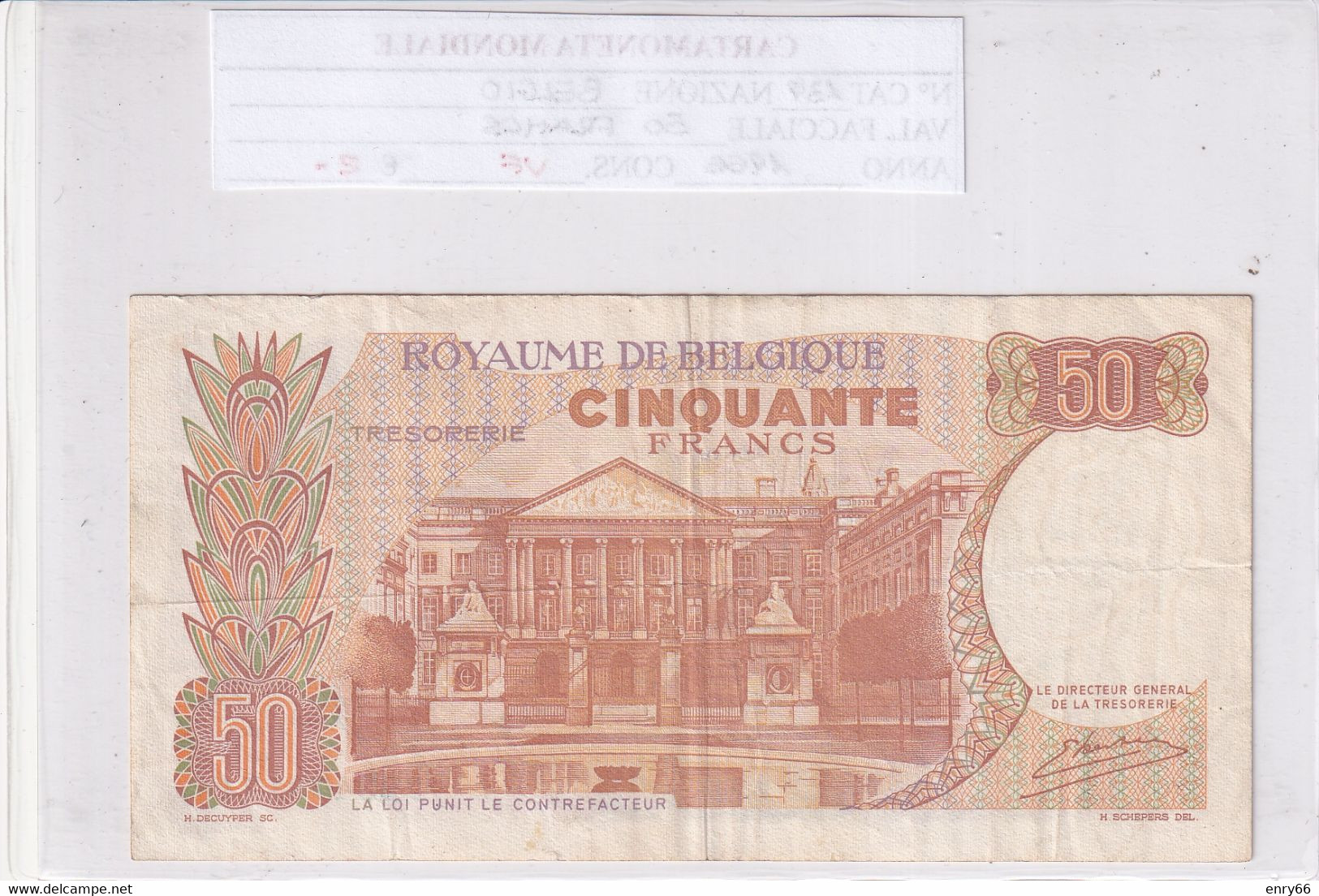 BELGIO 50 FRANCS 1966 P139 - Sonstige & Ohne Zuordnung