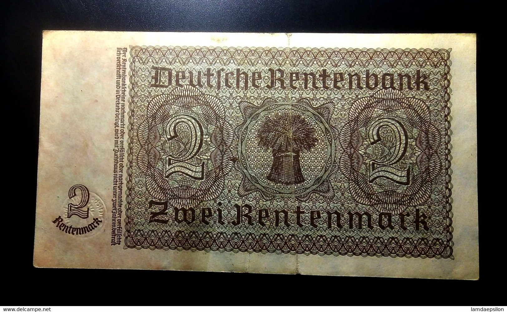 A7  ALLEMAGNE   BILLETS DU MONDE     GERMANY BANKNOTES  2  RENTENMARK  1937 - Verzamelingen