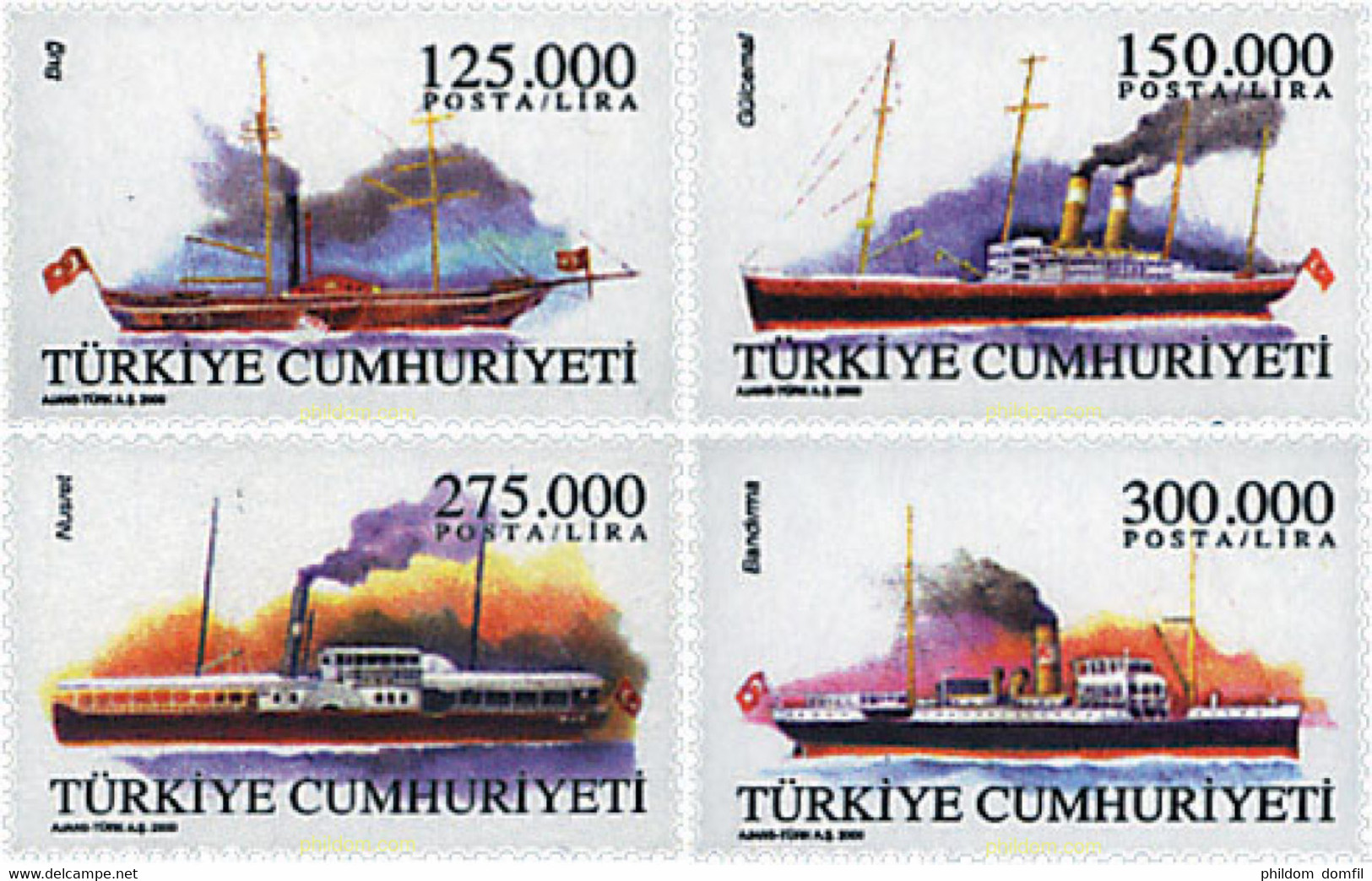 69260 MNH TURQUIA 2000 BARCOS - Collections, Lots & Séries