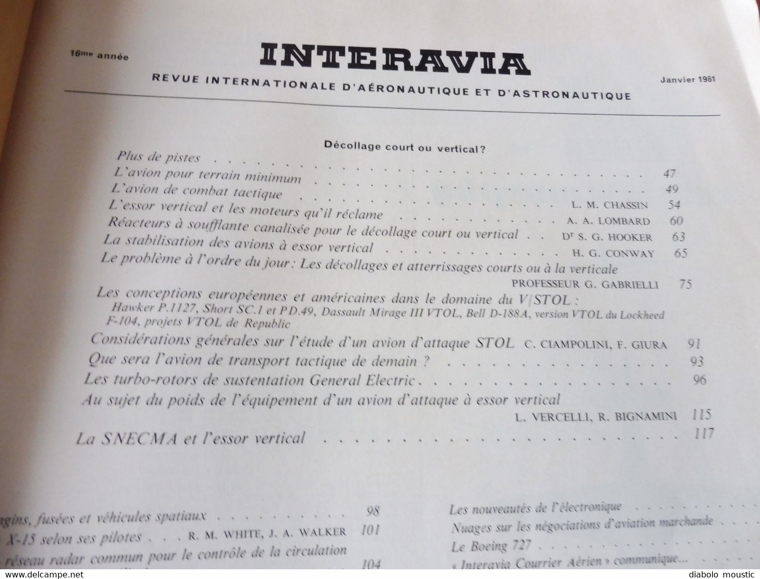 1961 INTERAVIA   (aviation ) - Le BOEING 727 ; Avions De Combats; Fusées, Engins Et Véhicules Spatiaux  ; Etc - Aviazione