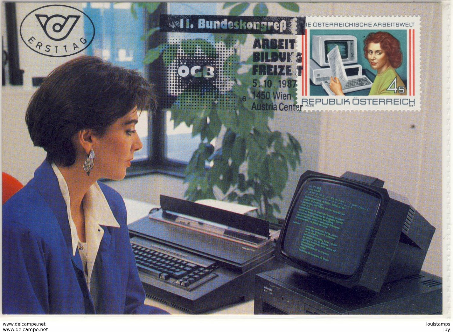 FDC - Maxi Card, Maximum AK - Österr. Arbeitswelt, 11. Bundeskongreß 1987, Fernschreiber - Labor Unions