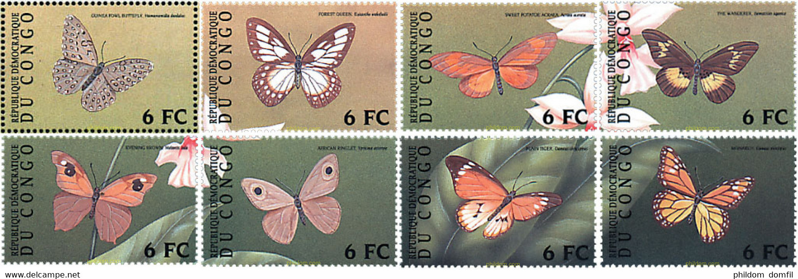 143312 MNH CONGO. República Democrática 2001 MARIPOSAS DE AFRICA - Usati