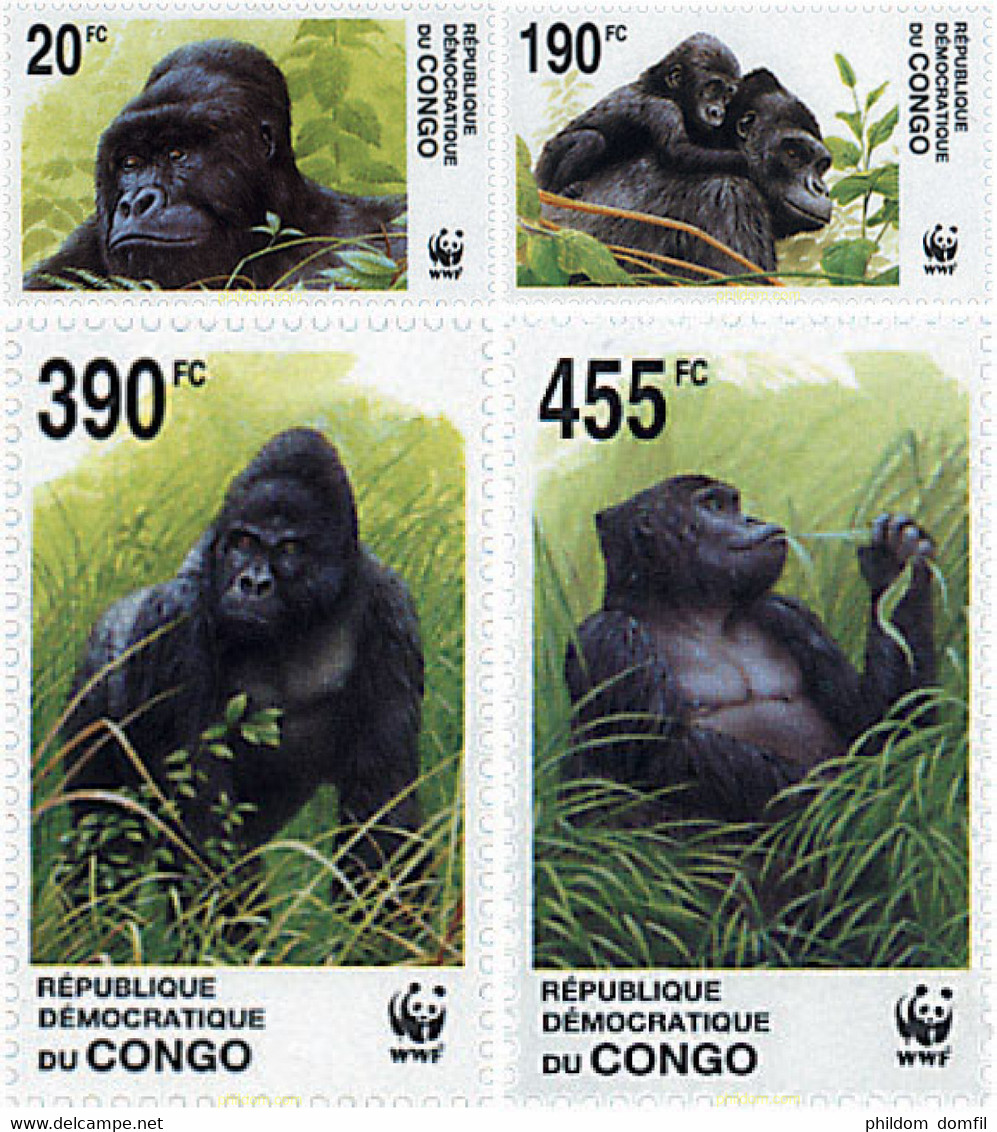 117252 MNH CONGO. República Democrática 2002 WWF. GORILA DE MONTAÑA - Gebraucht