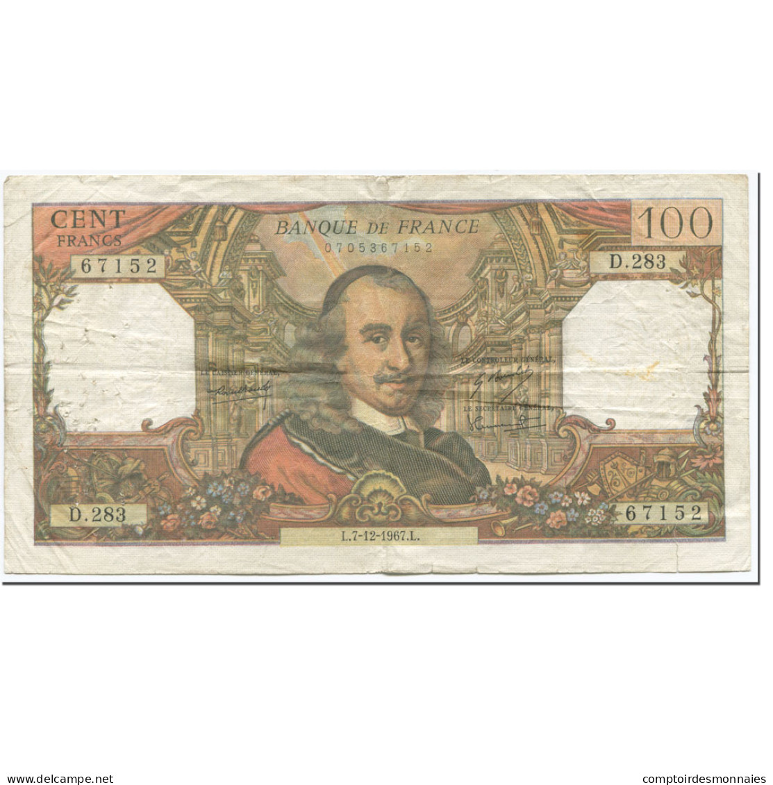 France, 100 Francs, 100 F 1964-1979 ''Corneille'', 1967, 1967-12-07, TB - 100 F 1964-1979 ''Corneille''