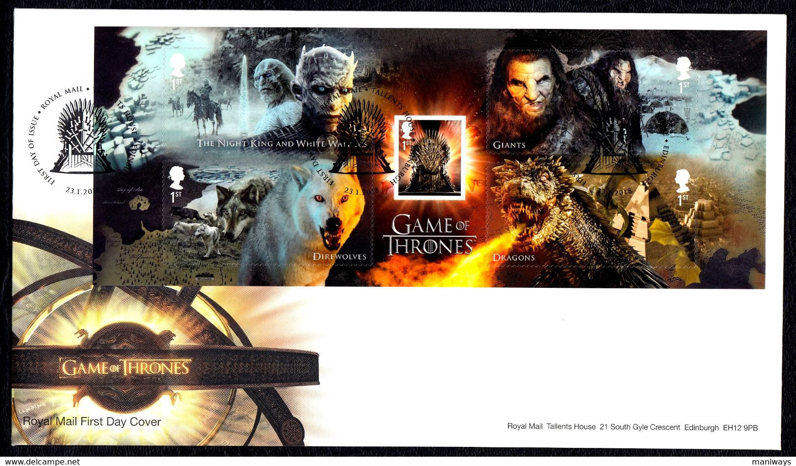 Great Britain 2018 Game Of Thrones First Day Covers FDC - 2011-2020 Ediciones Decimales