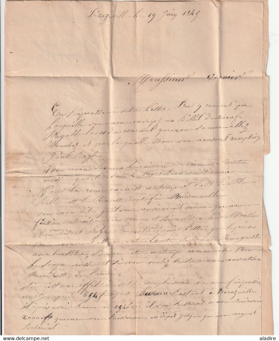 1845 - Petit Cachet Decazeville Sur LAC Vers Aniane, Hérault Via Rodez, Montpellier Et Gignac, Hérault - 1801-1848: Precursors XIX