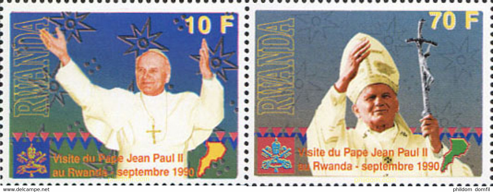 137238 MNH RUANDA 1990 VISITA DEL PAPA JUAN PABLO II A RUANDA - 1990-…