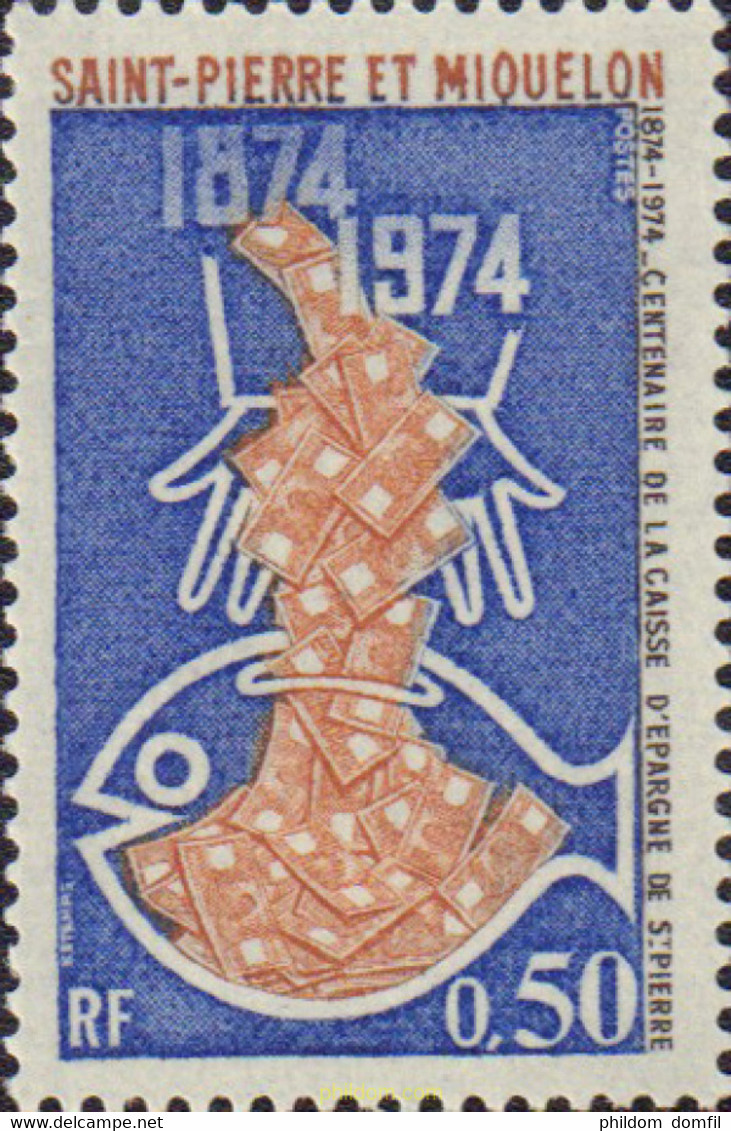 144217 MNH SAN PEDRO Y MIQUELON 1974 CENTENARIO DE LA CAJA DE AHORROS DE SAN PEDRO - Oblitérés