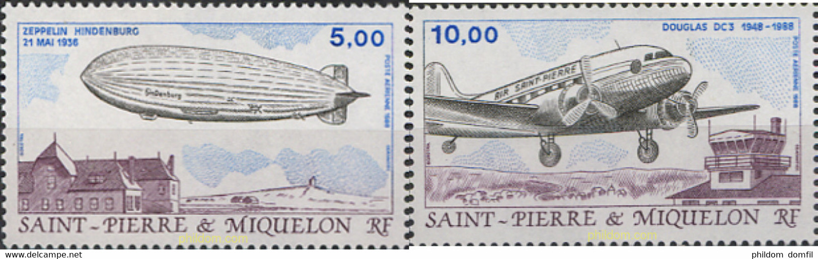 161342 MNH SAN PEDRO Y MIQUELON 1988 TRANSPORTES AEREOS - Oblitérés