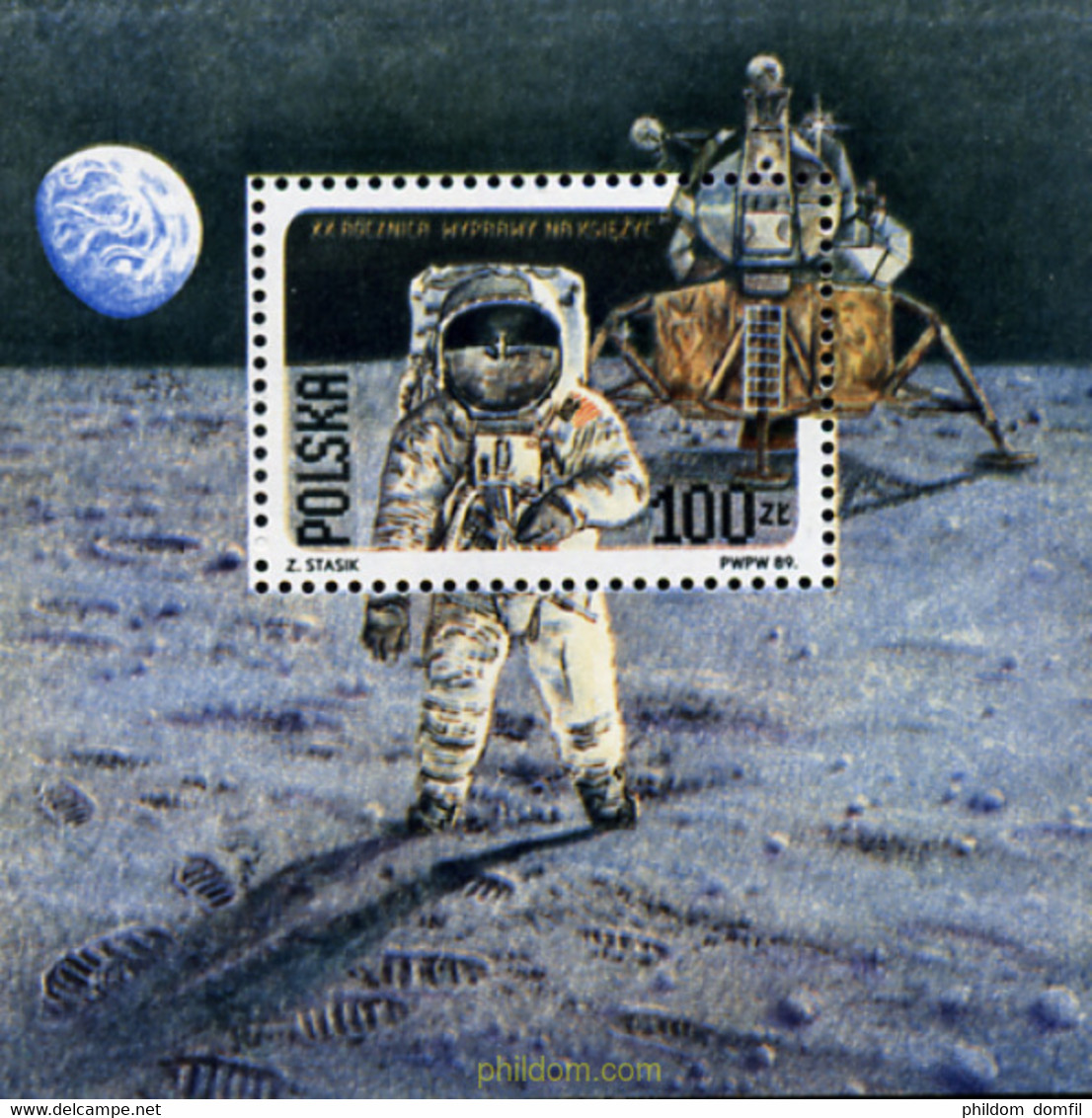 168527 MNH POLONIA 1989 20 ANIVERSARIO DEL PRIMER HOMBRE SOBRE LA LUNA - Ohne Zuordnung