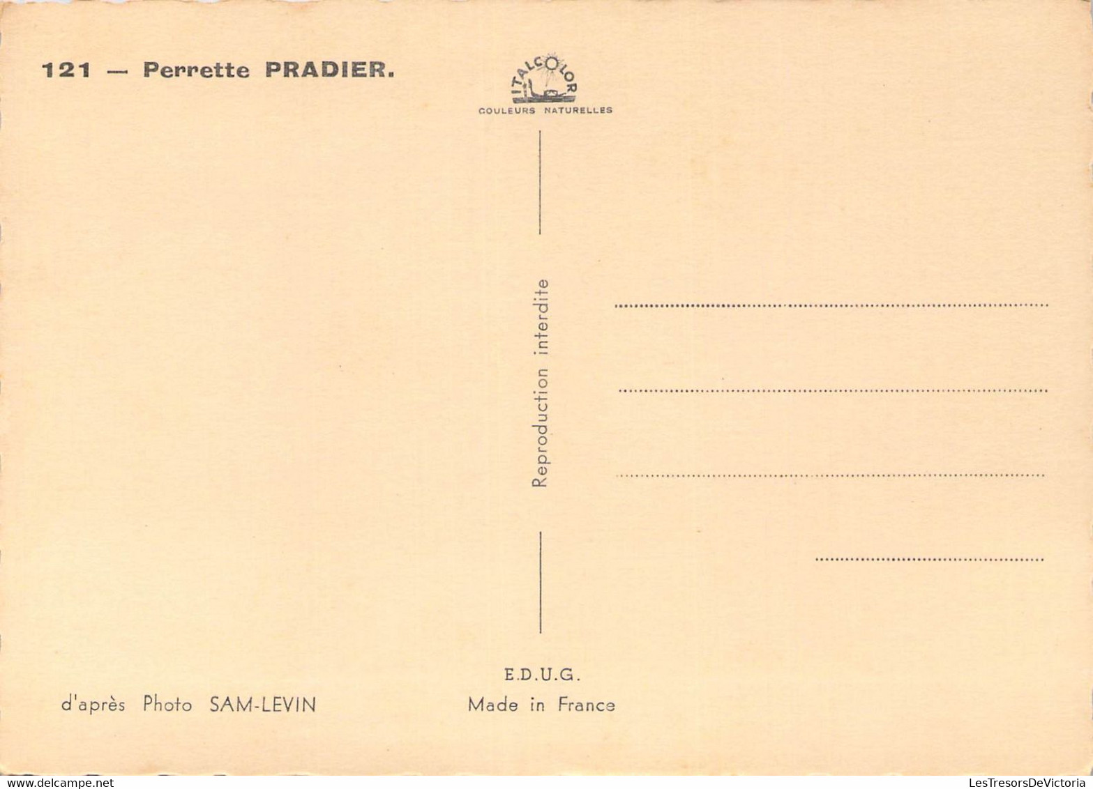 CPA  Célébrités - Perrette PRADIER - 121 - Sam LEVIN - EDUG - Comédienne Française - Femmes Célèbres