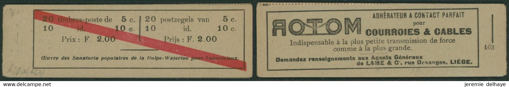 Carnet De Timbres-poste (1913) - N°A10a** "Rottom". Prix 2 Fr / Complet, N°163. Fraicheur Postale - 1907-1941 Antiguos [A]