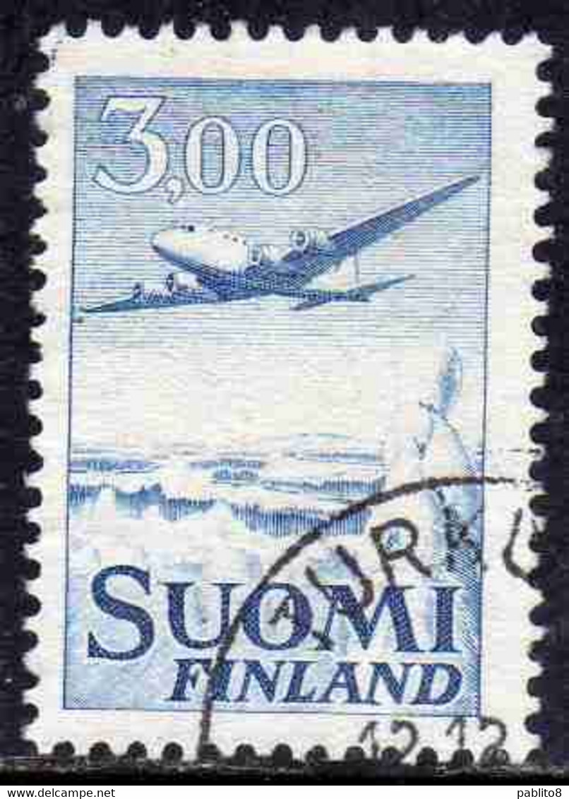 SUOMI FINLAND FINLANDIA FINLANDE 1963 AIR POST MAIL AIRMAIL DC-6 3.00m USED USATO OBLITERE' - Gebraucht