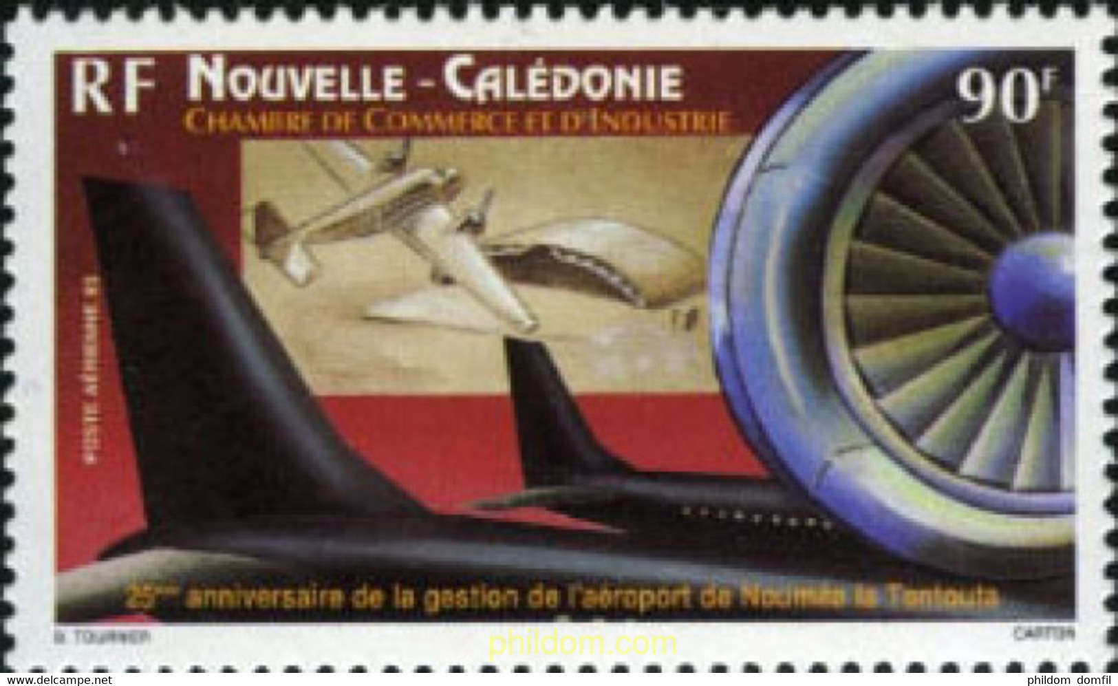 188242 MNH NUEVA CALEDONIA 1993 25 ANIVERSARIO DE LA GESTION DEL AEROPUERTO DE NOUMEA LA TONTOUTA - Gebraucht