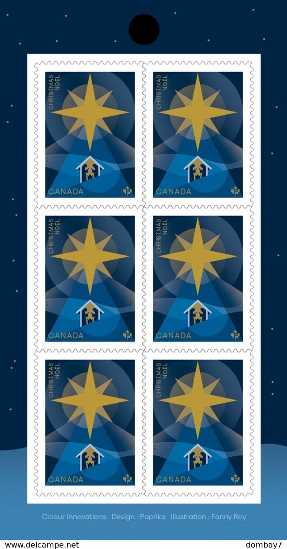 Qc. STAR OF BETHLEHEM = NATIVITY = CHRISTMAS = FRONT Booklet Page Of 6 Stamps MNH Canada 2022 - Unused Stamps