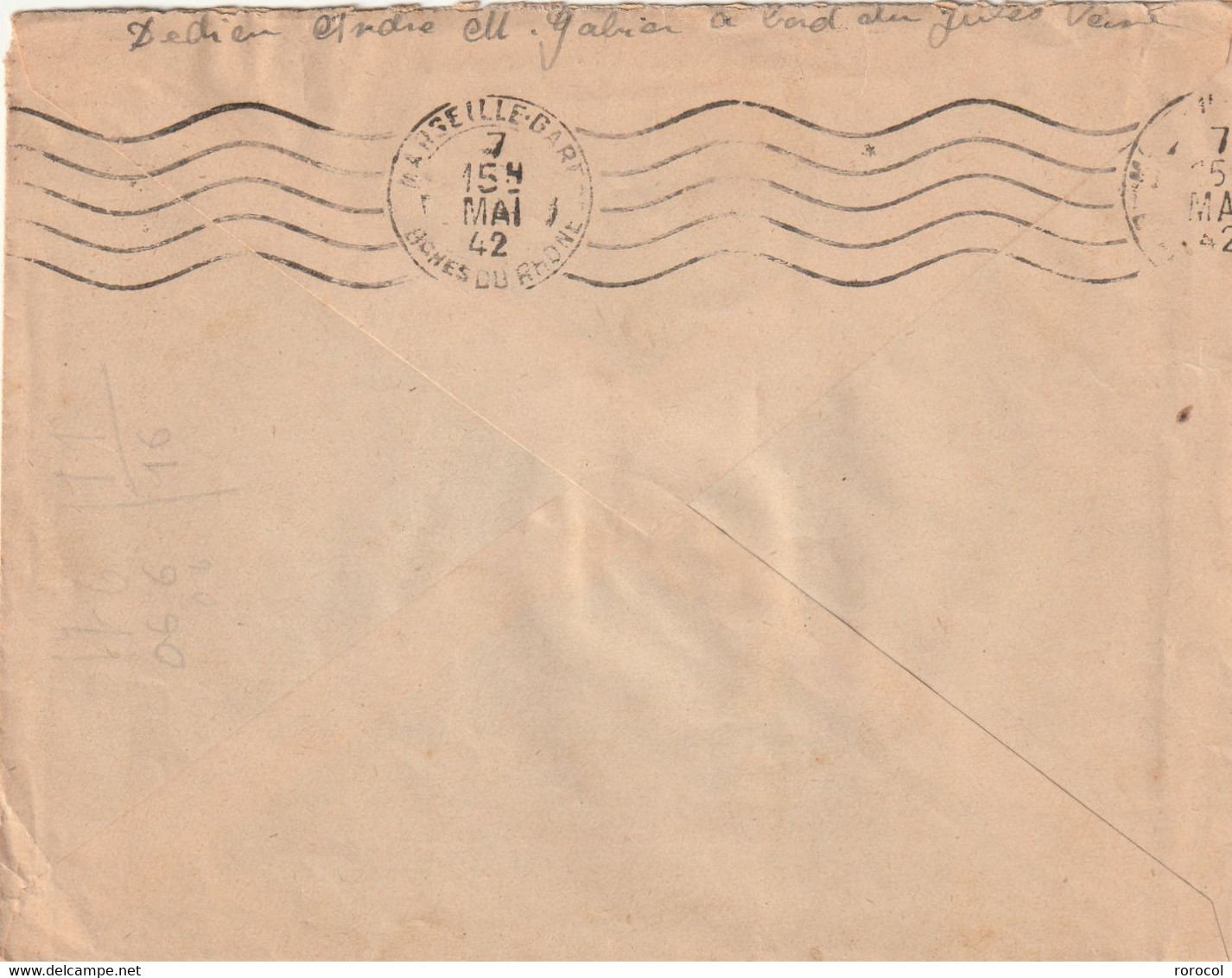 LETTRE FM 1942 Cachet Hexagonal RAVITAILLEUR JULES VERNES Timbres IRIS Ecrit Depuis DAKAR, Avec Correspondance - Posta Marittima