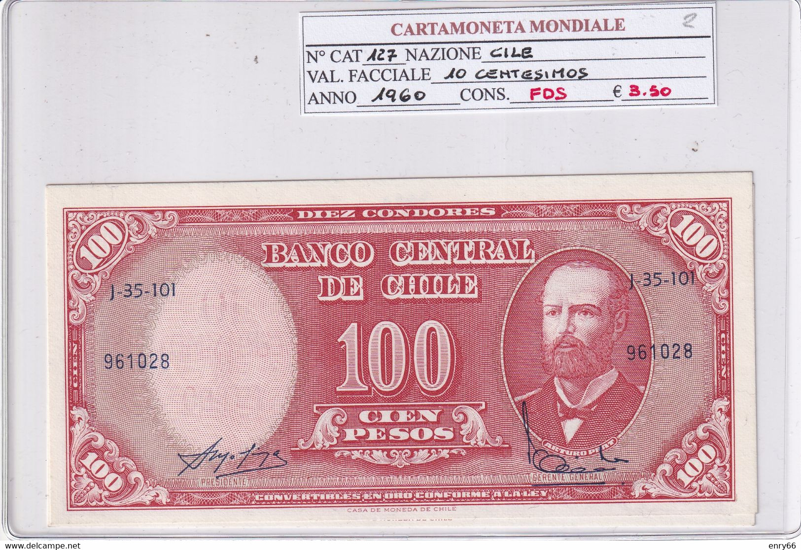 CILE 100 PESOS 1960 P127 - Chile