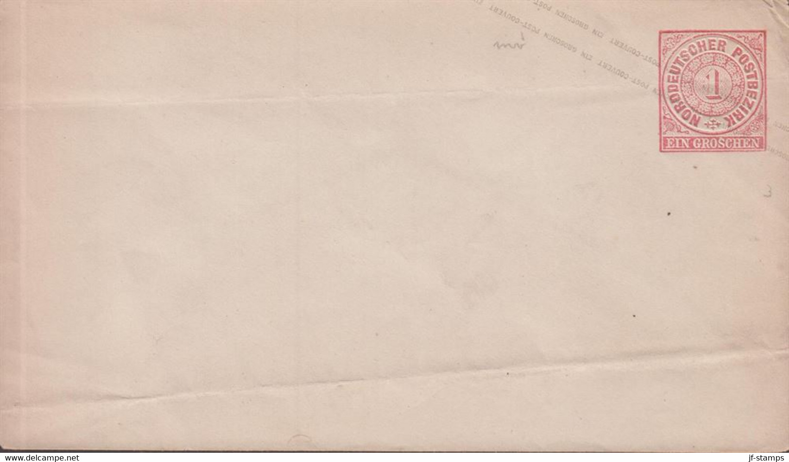 1868. NORDDEUTSCHER POSTBEZIRK.  1 EIN GROSCHEN Envelope With Inverted Overprint EIN GROSCHEN POST-COUVERT... - JF434813 - Entiers Postaux
