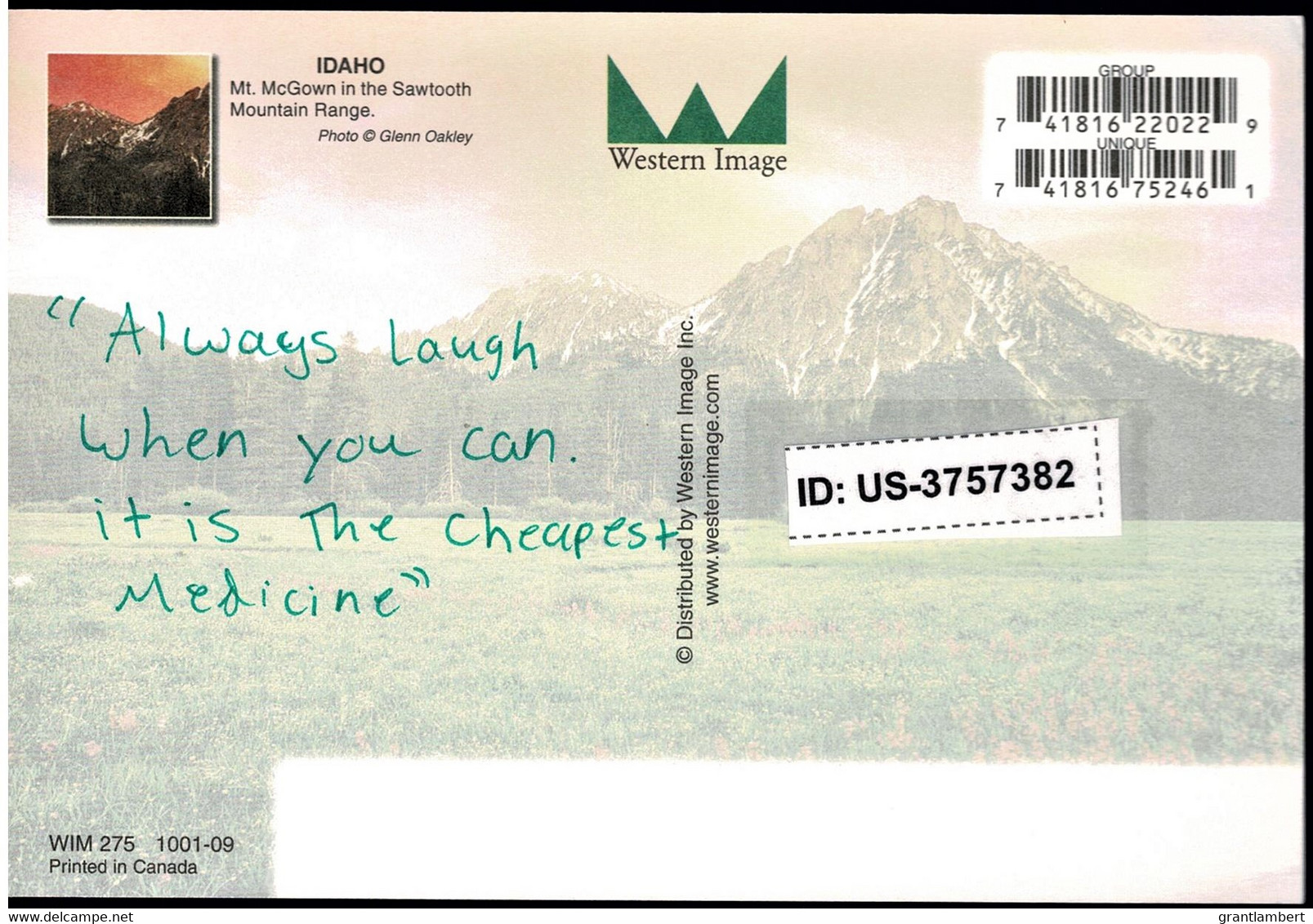 Mt. McGown In The Sawtooth Mountain Range, Idaho, USA - With Message - Altri & Non Classificati