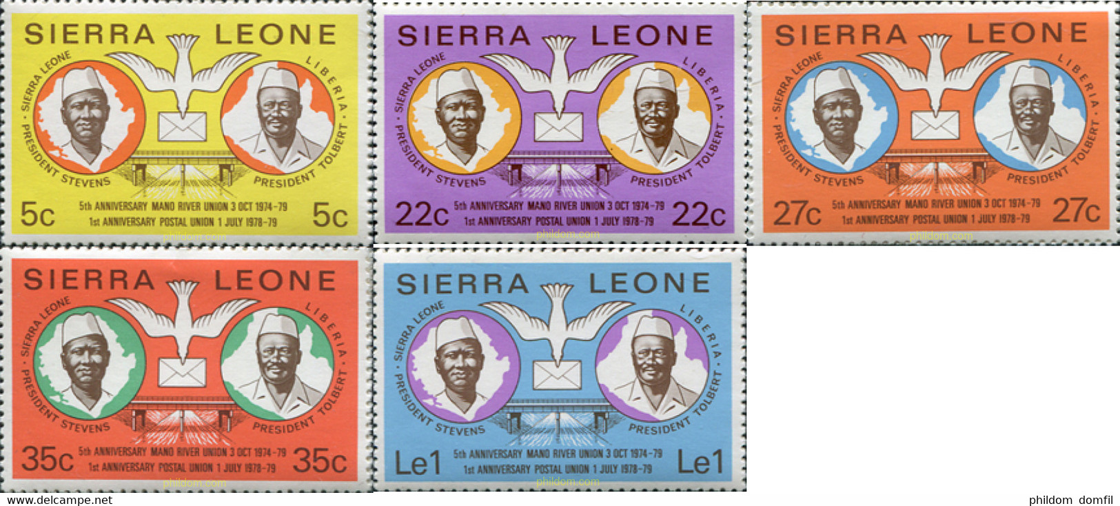 327453 MNH SIERRA LEONA 1979 5 ANIVERSARIO DE LA UNION DEL RIO MANO Y 1 ANIVERSARIO DE LA UNION POSTAL - Altri & Non Classificati