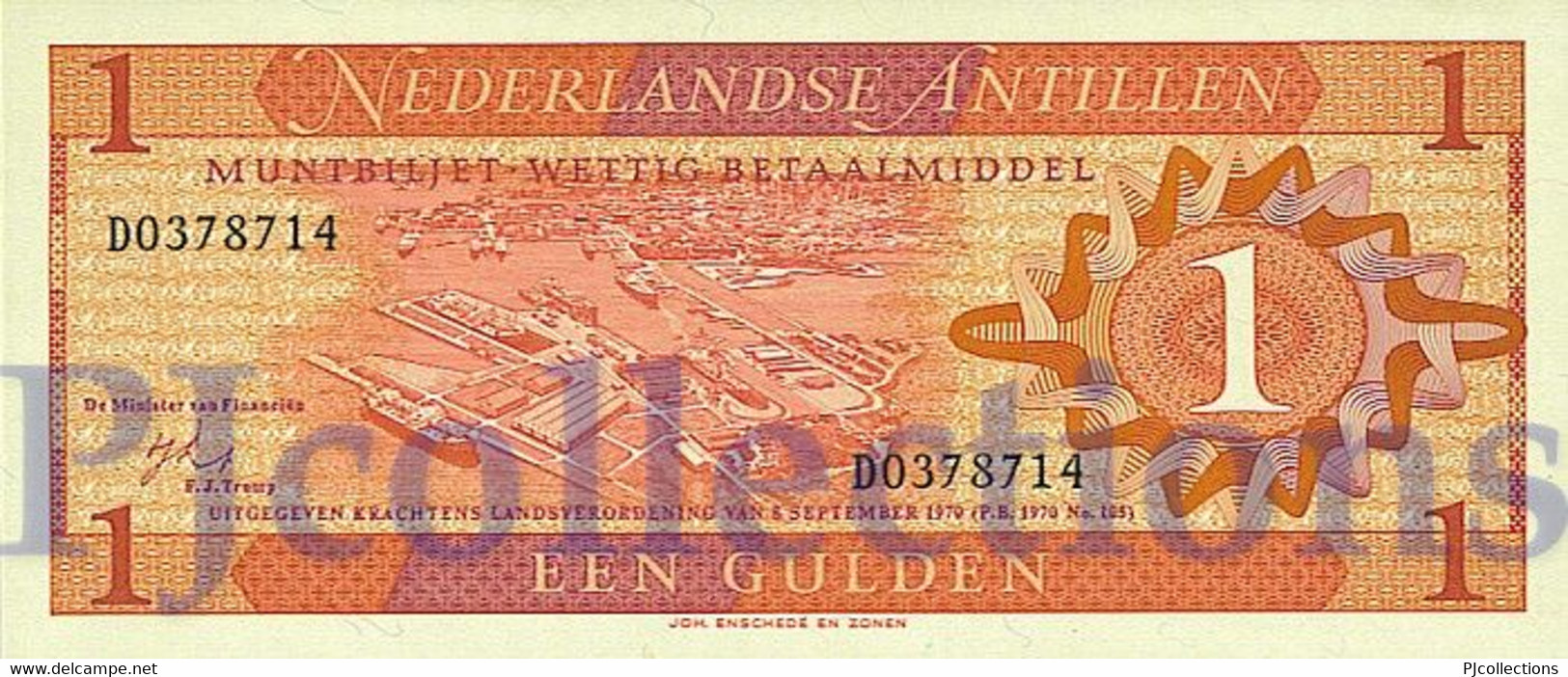 LOT NETHERLANDS ANTILLES 1 GULDEN 1970 PICK 20a UNC X 5 PCS - Antilles Néerlandaises (...-1986)