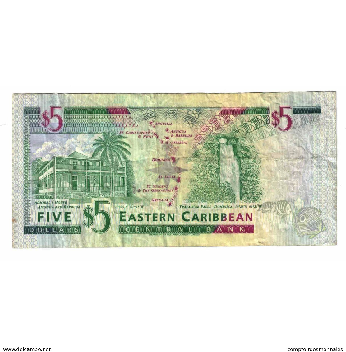 Billet, Etats Des Caraibes Orientales, 5 Dollars, Undated (1994), Undated - Ostkaribik