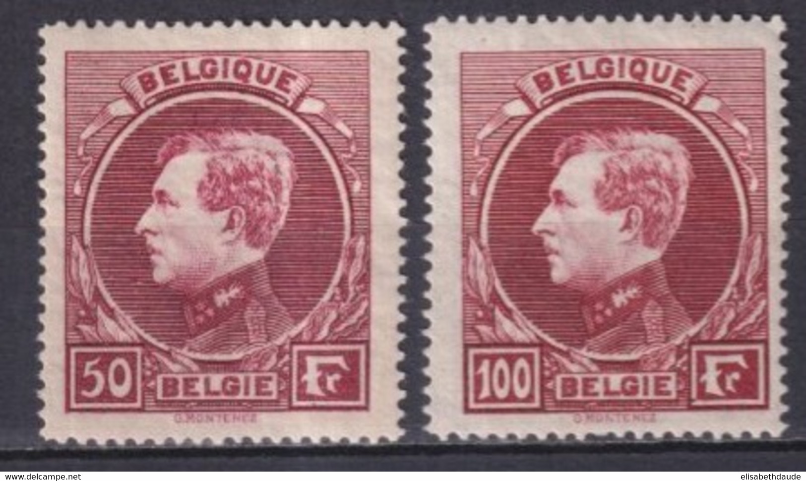 BELGIQUE - 1929 - YVERT N°291A CARMIN ! /292A ** MNH PAPIER TEINTE - - 1929-1941 Grand Montenez