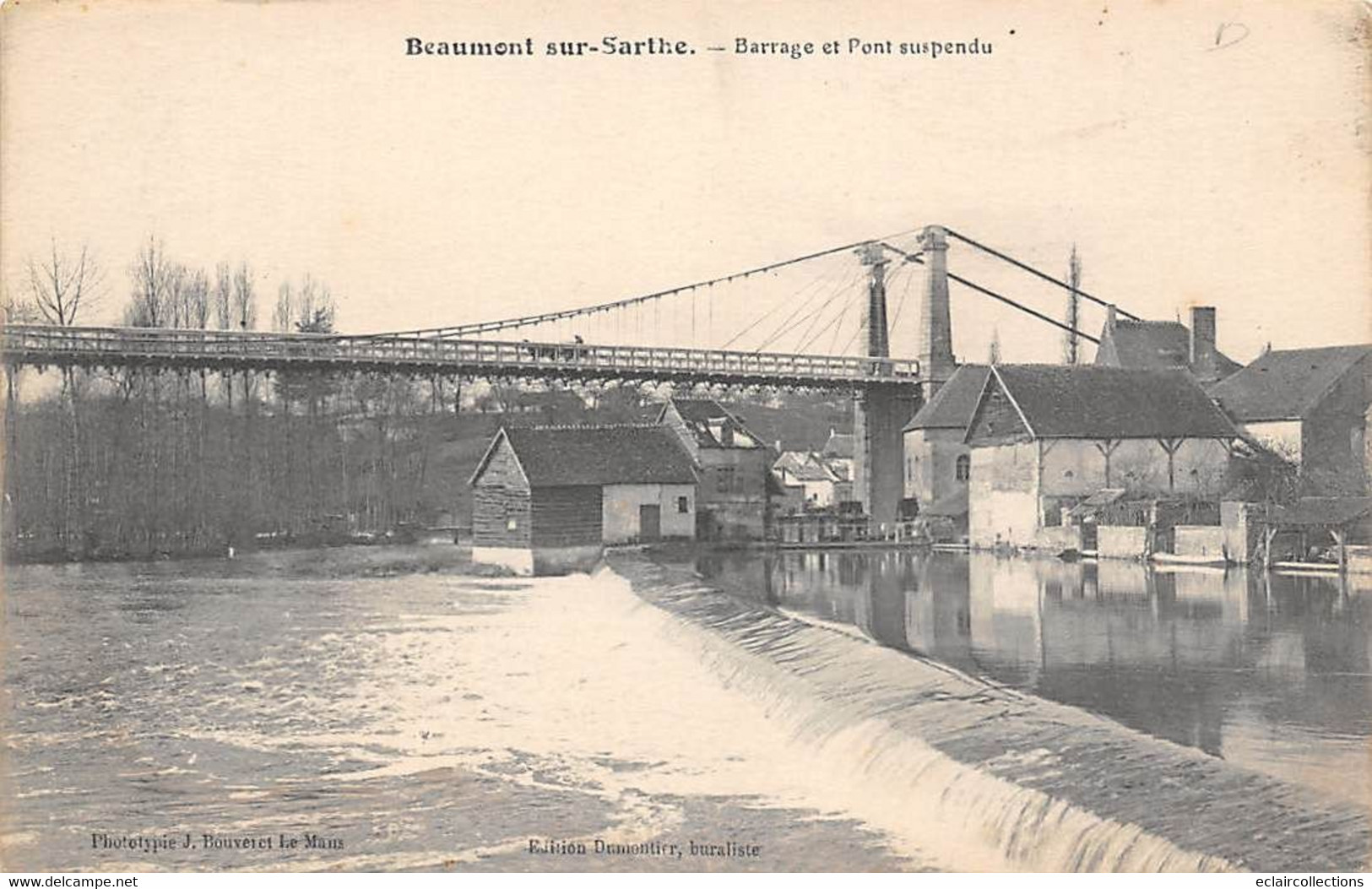 Beaumont Sur Sarthe           72         Barrage Et Pont Suspendu        (voir Scan) - Beaumont Sur Sarthe