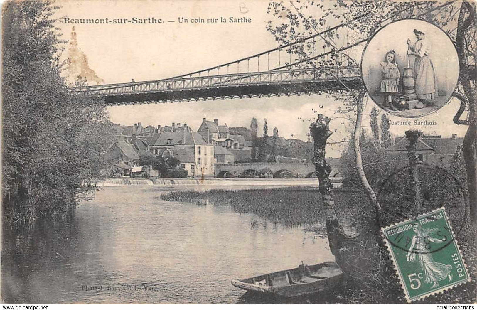 Beaumont Sur Sarthe           72         Un Coin Sur La Sarthe  - Pont -       (voir Scan) - Beaumont Sur Sarthe