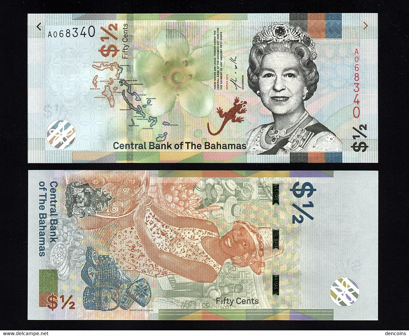 BAHAMAS  P-NEW  1/2 DOLLARS  50 CENTS  2019  -A-  UNC  NEUF  SIN CIRCULAR - Bahamas