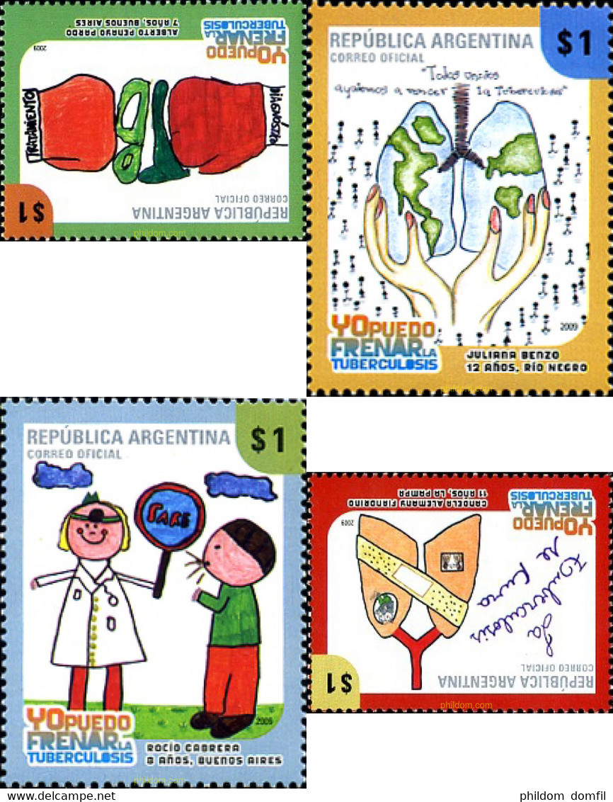 243579 MNH ARGENTINA 2009 LUCHA CONTRA LA TUBERCULOSIS - DISEÑOS INFANTILES - Used Stamps