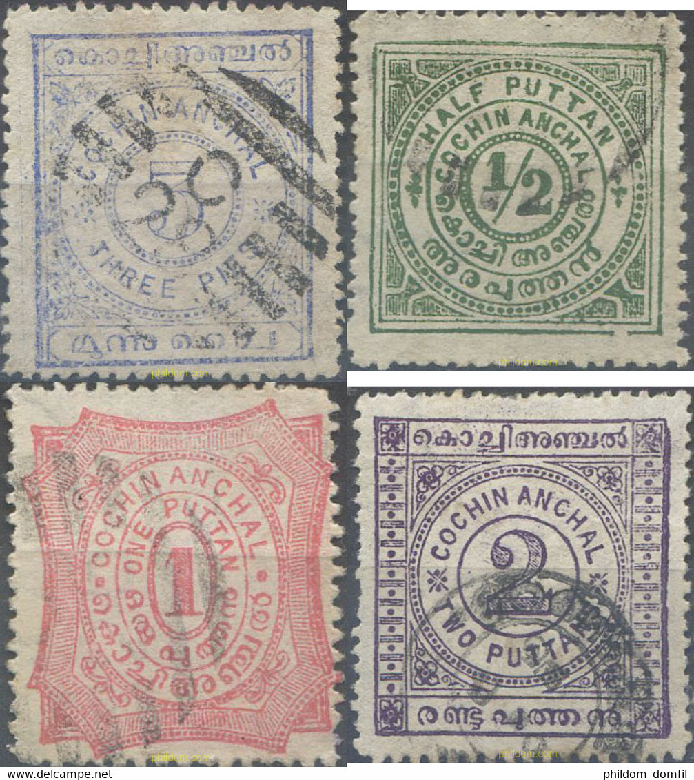 662299 USED INDIA 1898 COCHIN, TIPOS DE CIFRAS, - Lots & Serien