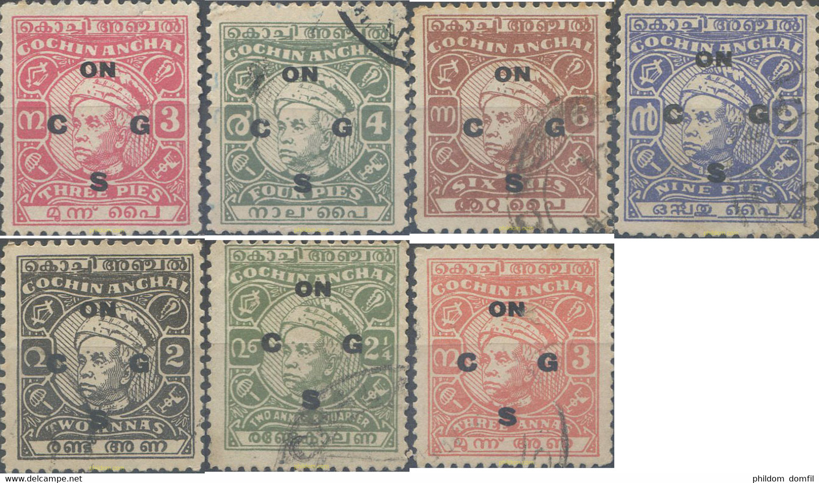 662427 USED INDIA 1950 SELLOS DE SERVICIO, COCHIN. SOBRECARGA - ON C,G,S - Unused Stamps