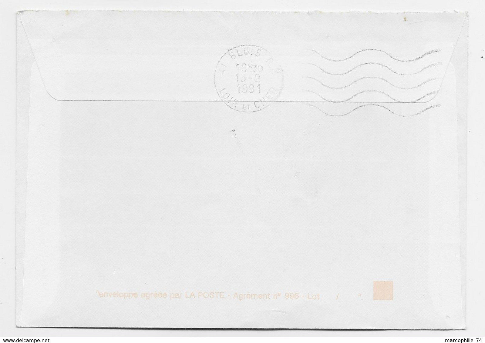 FRANCE BRIAT 2FR30 LETTRE CASSIS 9.2.1991 POUR MARSEILLE VERSO MEC BLOIS + GRIFFE ROUGE FAUSSE DIRECTION - Crash Post