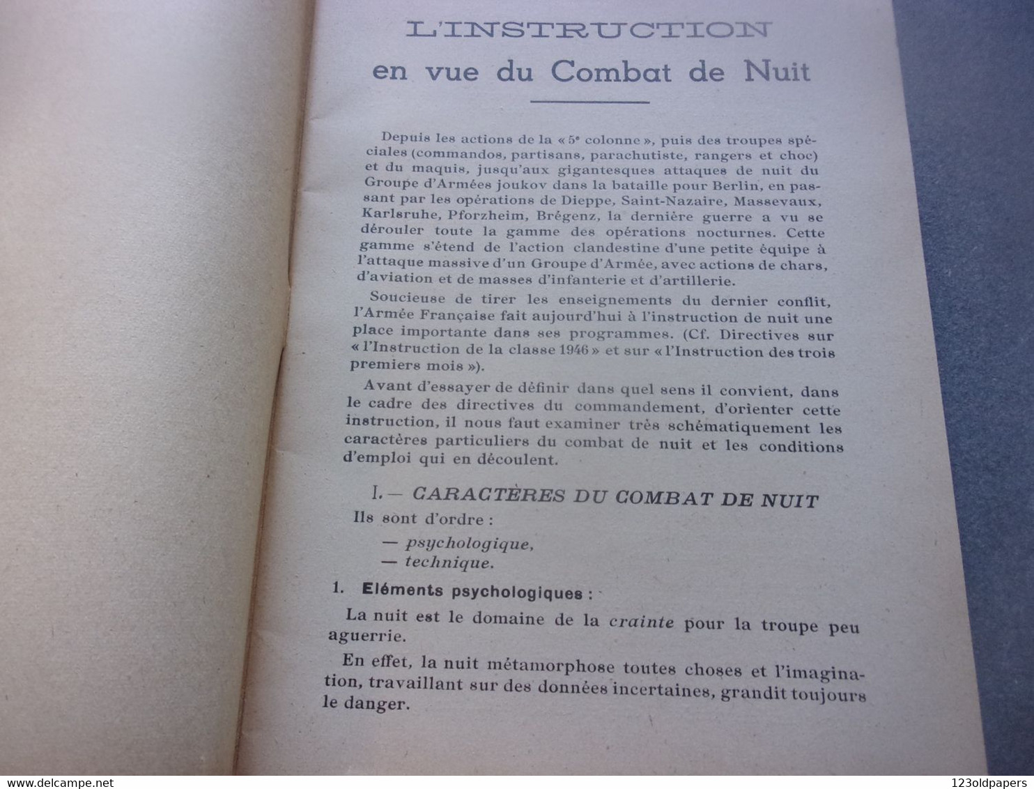 INSTRUCTION EN VUE DU COMBAT DE NUIT  Ecole SOUS OFFICIERS  De Saint Maixent 1950 41 PAGES - Autres & Non Classés