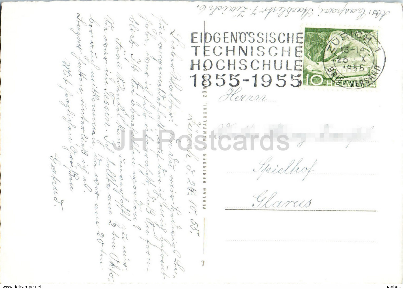 Zurich - Hans Waldmann Denkmal - Grossmunster - Monument - Horse - Cathedral - 1955 - Old Postcard - Switzerland - Used - Wald