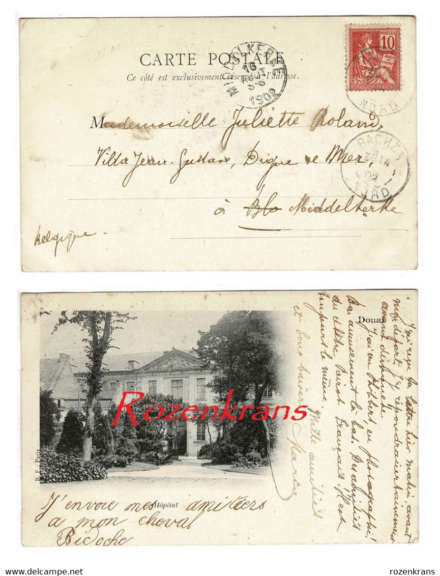 Stempel Cachet Middelkerke 1902 Belgique Obliteration CPA Douai France Republique Francaise Postes 10 - Posta Rurale