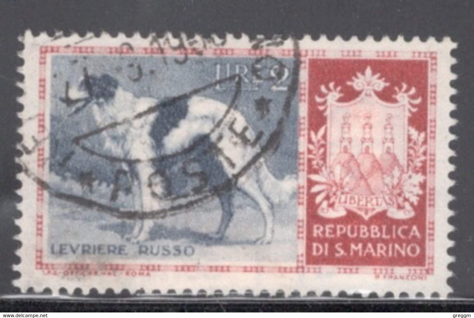 San Marino 1956 Single Stamp From The Dog Set  In Fine Used - Gebruikt