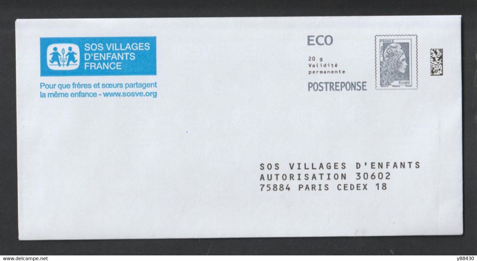 PAP - Neuf **  N° Au Dos  331543  - SOS. VILLAGES D' ENFANTS PARIS CEDEX 18 - Repiquage Marianne L' Engagée - 2 Scannes - Listos A Ser Enviados: Respuesta