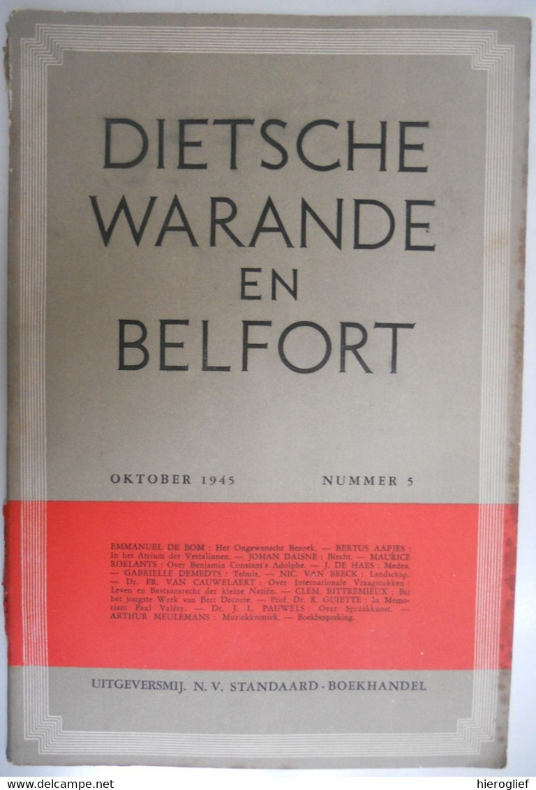 Dietsche Warande & Belfort 1945 Nr 5 Tijdschrift Voor Letterkunde En Geestesleven De Bom Daisne Bittremieux Roelants - Literatuur