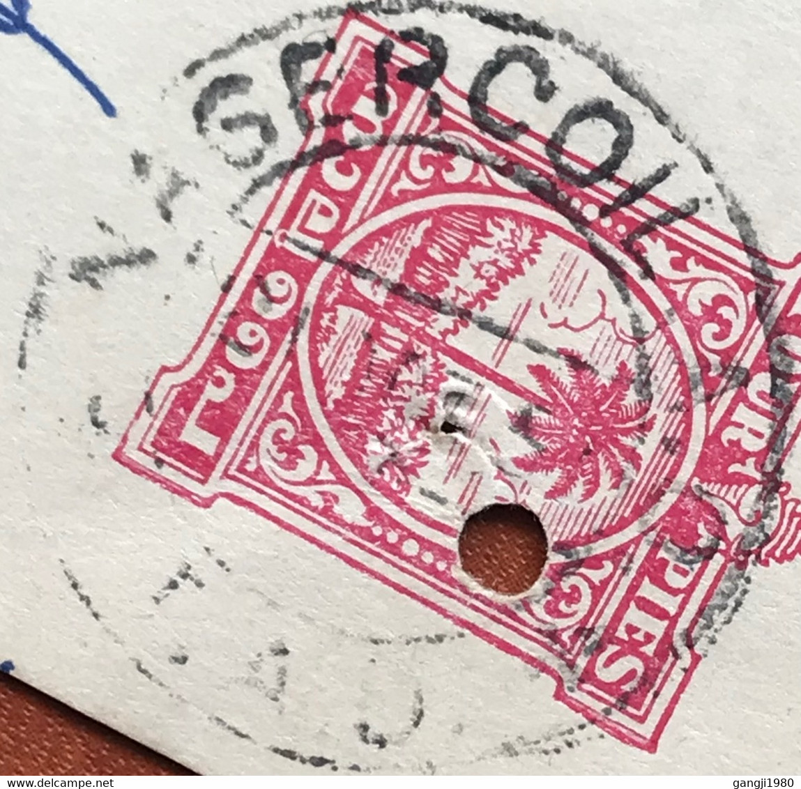 TRAVANCORE & COCHIN STATE 1950, USED POSTAL STATIONERY, COCONUT TREE, NAGARCOIL CITY CANCEL, FIRM PICTURE CHOP. - Travancore-Cochin