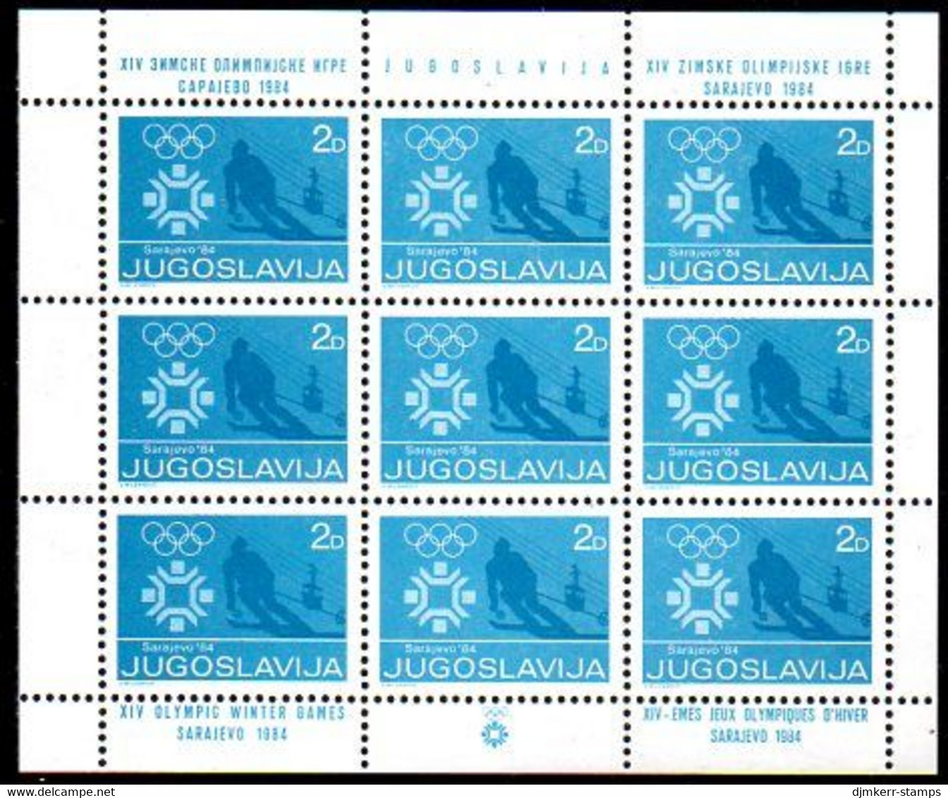 YUGOSLAVIA 1983 Winter Olympic Games Tax, Sheetlet Of 9 MNH / **.  Michel ZZM 83 - Blocs-feuillets