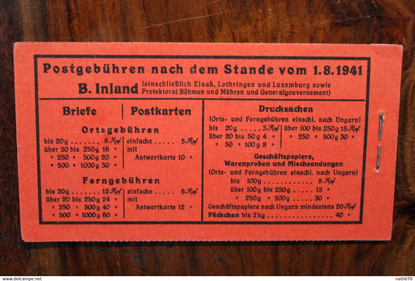 REICH 1941 Markenheftchen carnet booklet cover Dt Deutsches Reich