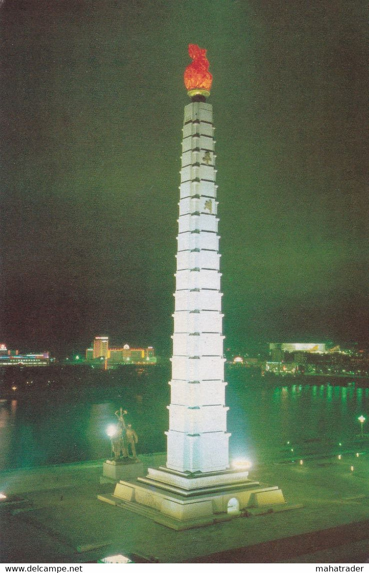 North Korea - Pyongyang - The Tower Of Juche Idea Ay Night - Korea (Nord)