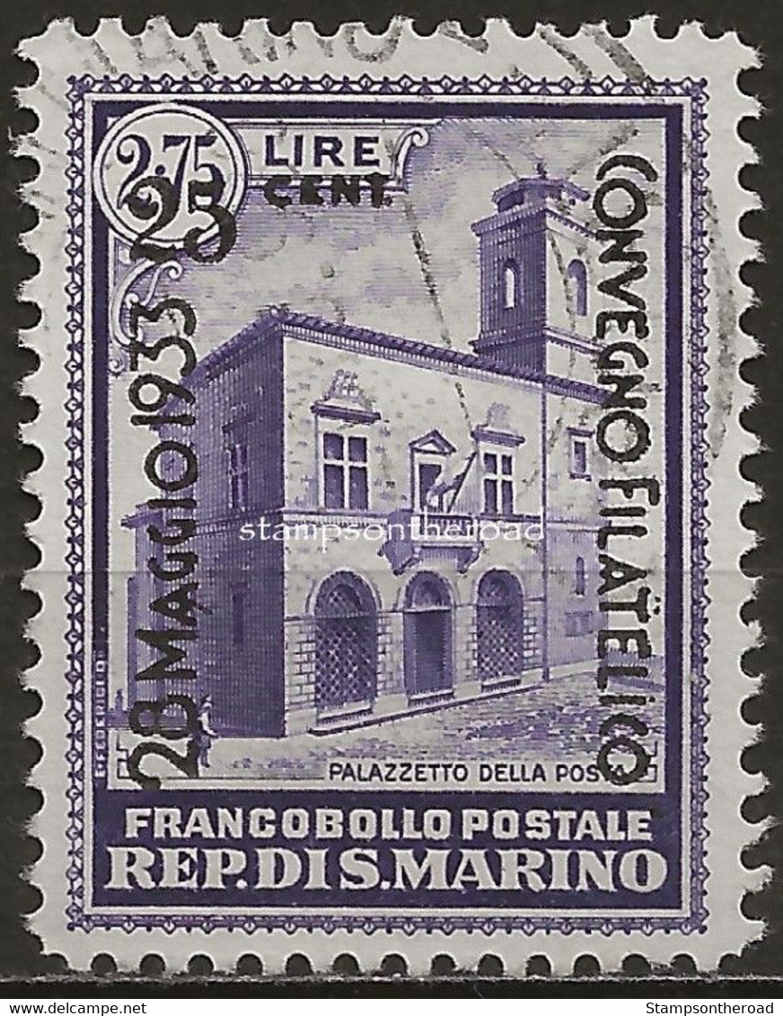 SM176U - San Marino 1933, Sassone Nr. 176, 25 C. Su 2,75  Violetto, Francobollo Usato Per Posta - Used Stamps